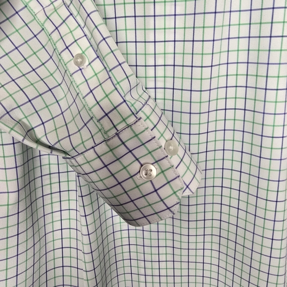 Mizzen + Main Leeward Hopkins Check Standard Fit Dress Shirt Size Large L-9022 - Picture 4 of 14